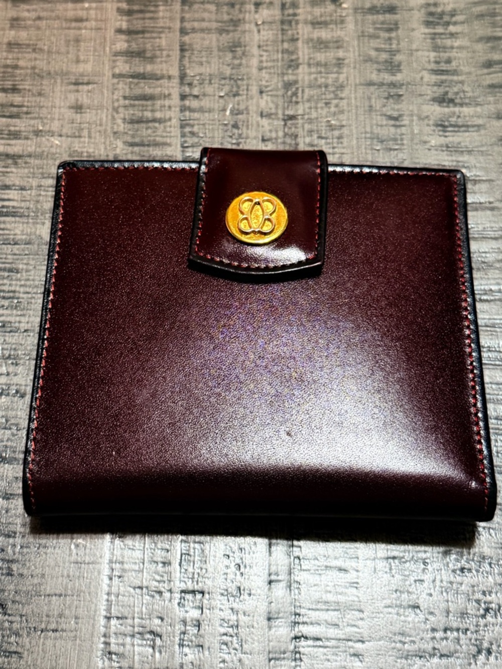 Bosca Burgundy Leather Wallet with Gold Logo - Picture 2 of 10